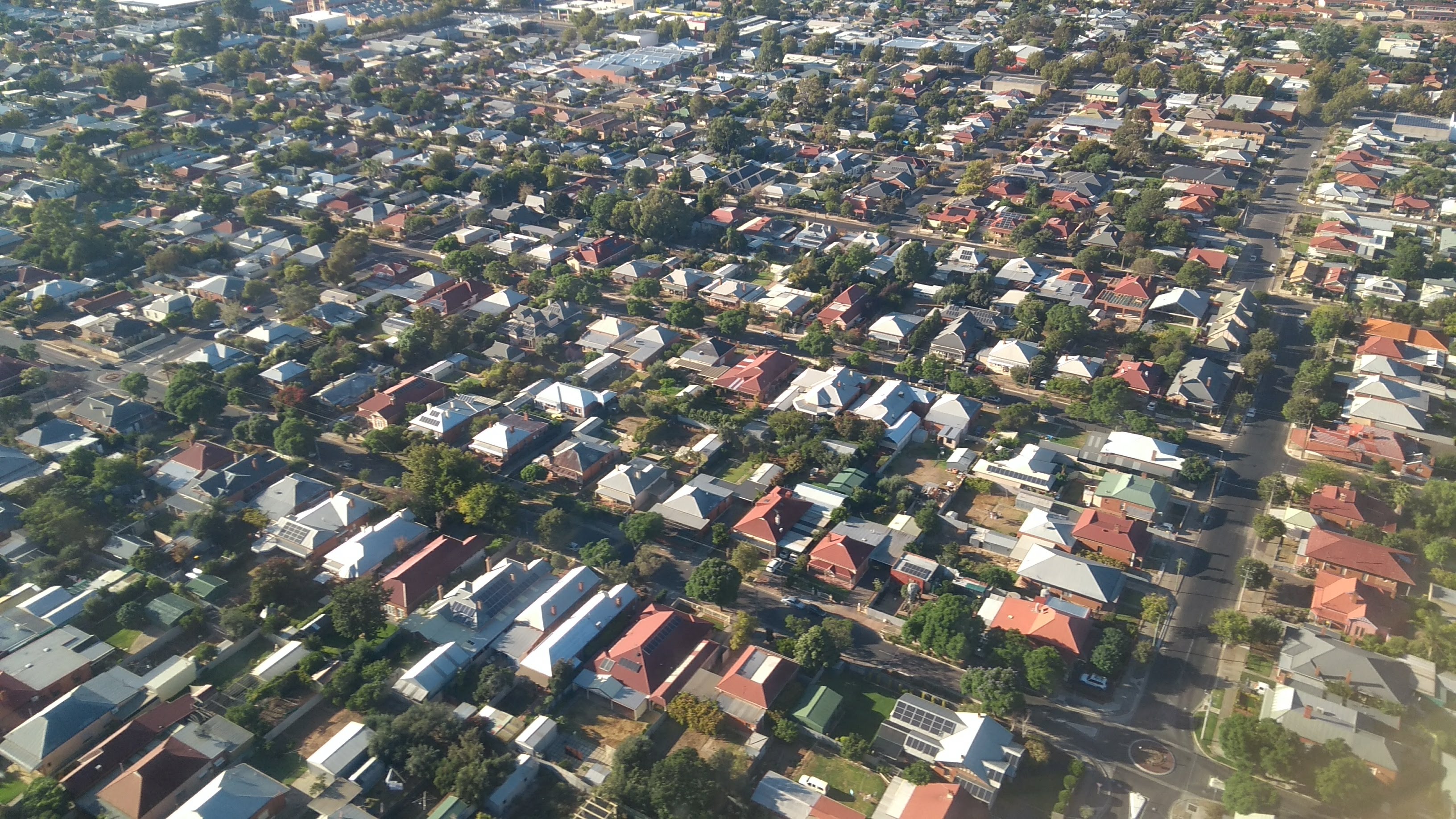 Adelaide città: case viste dall'alto