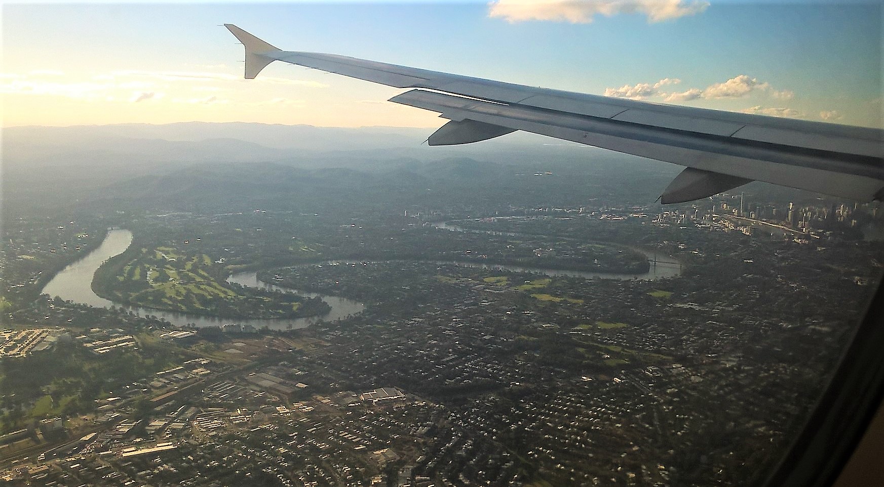 Brisbane vista dall'aereo, panorama dall'alto