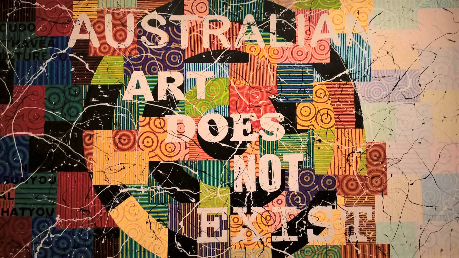 Quadro aborigeno "Australian Art Does Not Exist"