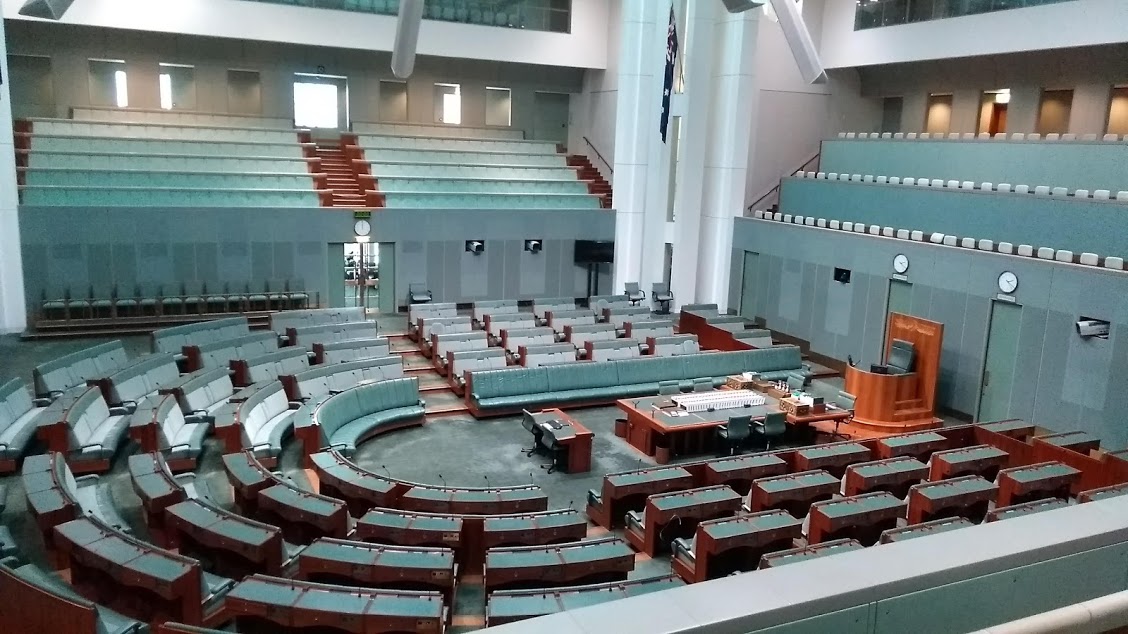 Parlamento australiano vuoto interno: Camera in verde